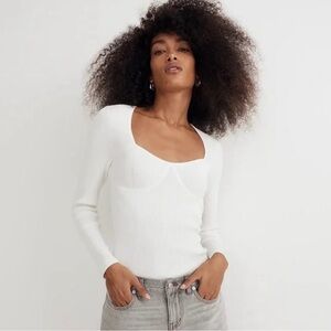 Madewell Wide Rib Sweater Top in Antique Cream NWOT